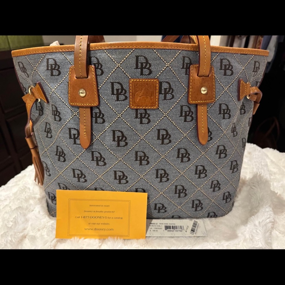 Dooney & Bourke Blue and Brown Jean Tote Bag